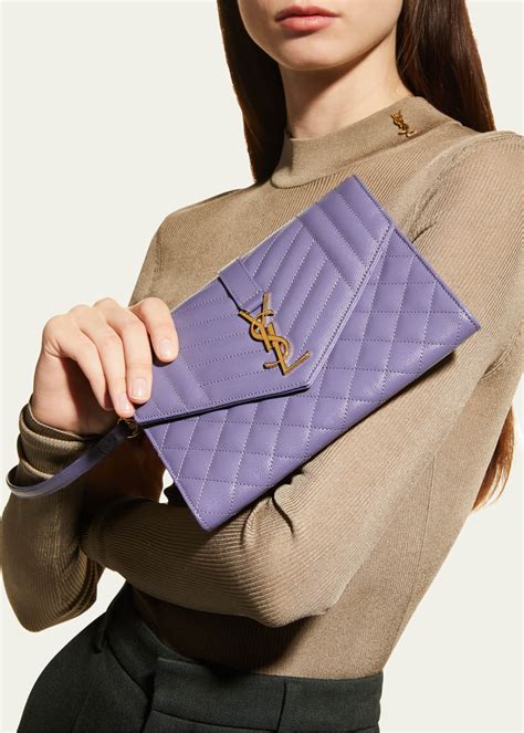 ysl eveloped bah|Saint Laurent Envelope Flap YSL Clutch Bag in Grained Leather.